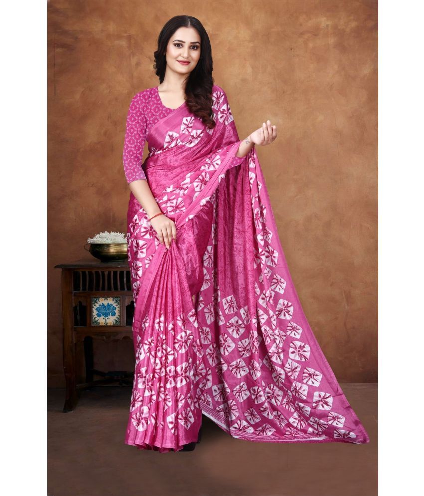     			JIHANA FAB Pack of 1 Georgette Printed Saree With Blouse Piece ( Pink )