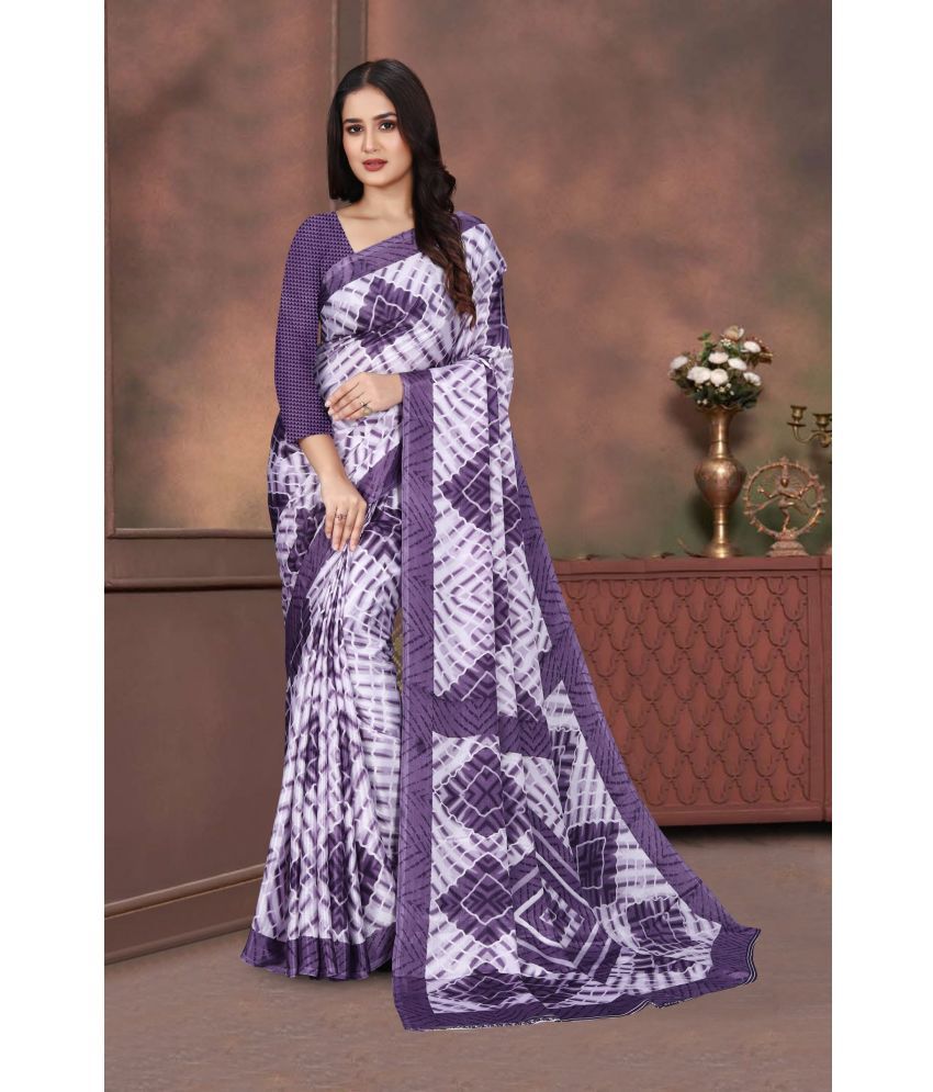     			JIHANA FAB Pack of 1 Georgette Printed Saree With Blouse Piece ( Purple )