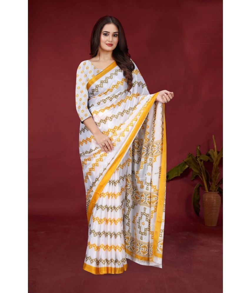     			JIHANA FAB Pack of 1 Chiffon Printed Saree With Blouse Piece ( Yellow )