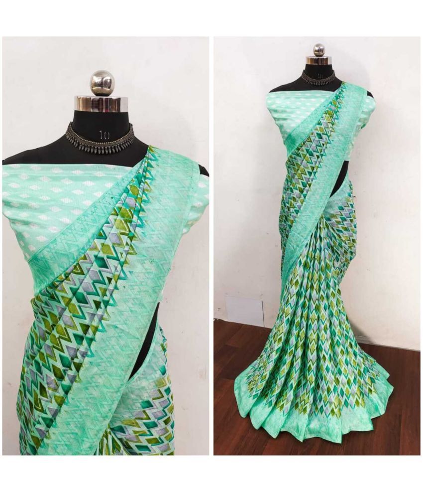     			JIHANA FAB Pack of 1 Chiffon Printed Saree With Blouse Piece ( Green )