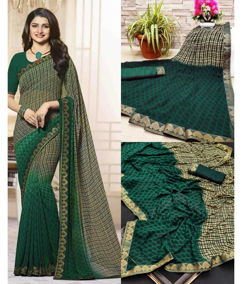     			PHORIA STYLE Pack of 1 Georgette Printed Saree With Blouse Piece ( Green )