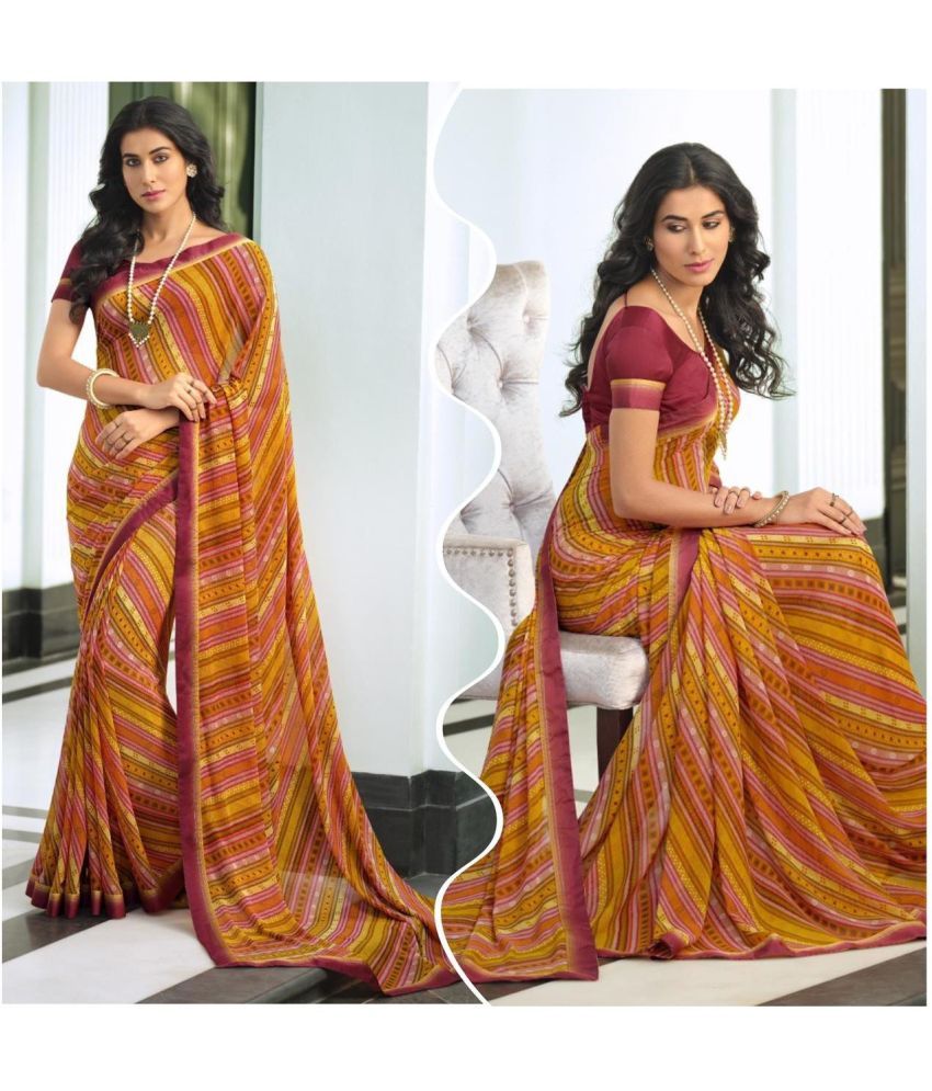     			PHORIA STYLE Pack of 1 Georgette Embroidered Saree With Blouse Piece ( Orange )