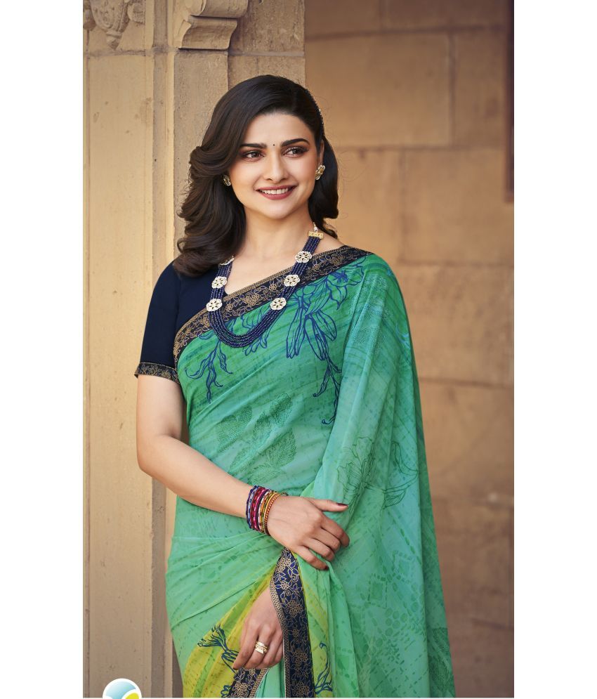     			PHORIA STYLE Pack of 1 Georgette Printed Saree With Blouse Piece ( Green )