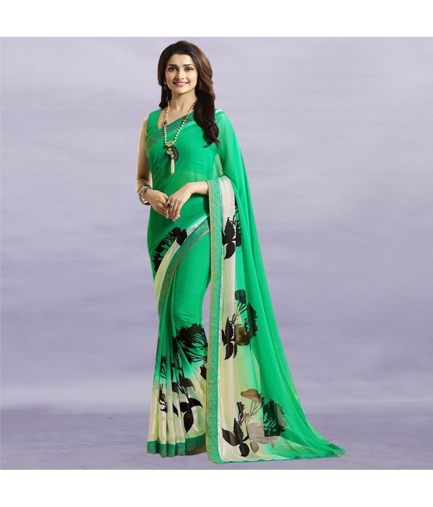     			PHORIA STYLE Pack of 1 Georgette Printed Saree With Blouse Piece ( Green )