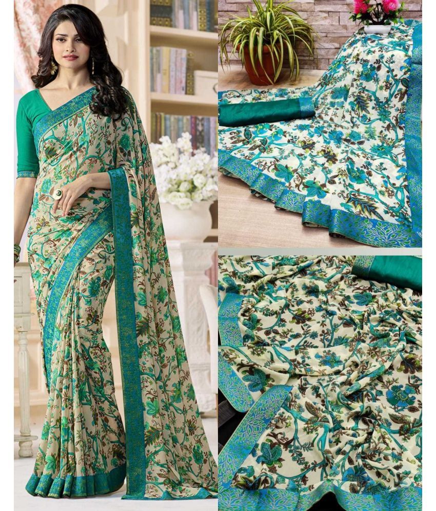     			PHORIA STYLE Pack of 1 Georgette Printed Saree With Blouse Piece ( Green )