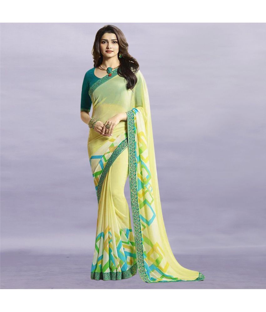     			PHORIA STYLE Pack of 1 Georgette Printed Saree With Blouse Piece ( Green )