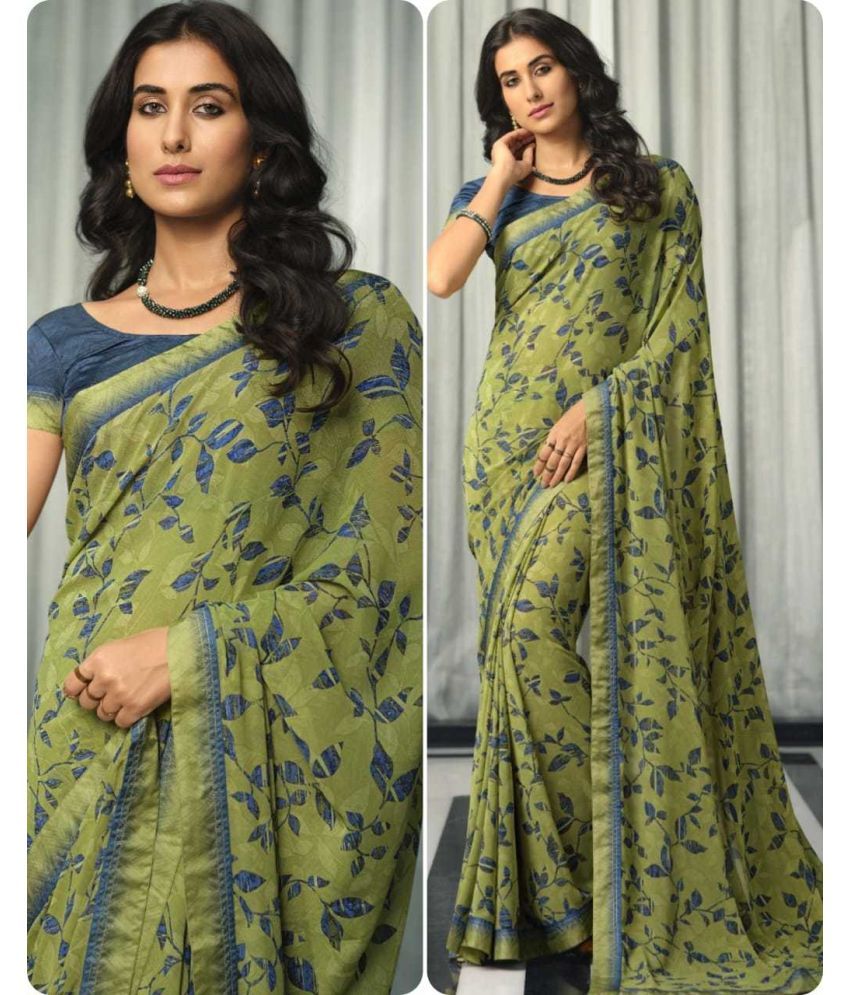     			PHORIA STYLE Pack of 1 Georgette Printed Saree With Blouse Piece ( Green )