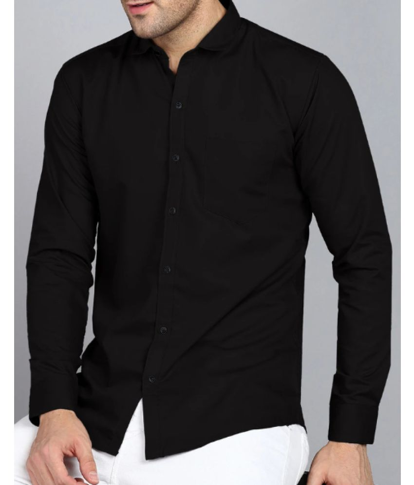     			VERTUSY Cotton Blend Regular Fit Solids Full Sleeves Men's Casual Shirt - Black ( Pack of 1 )