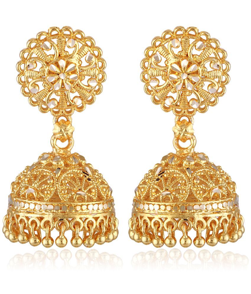     			Vighnaharta Golden Jhumki Earrings ( Pack of 1 )