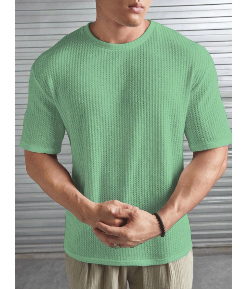     			ADORATE Cotton Blend Regular Fit Self Design Half Sleeves Men's Round T-Shirt - Sea Green ( Pack of 1 )