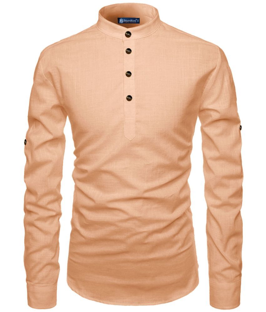     			BHUVIKOO Orange Cotton Men's Regular Kurta ( Pack of 1 )