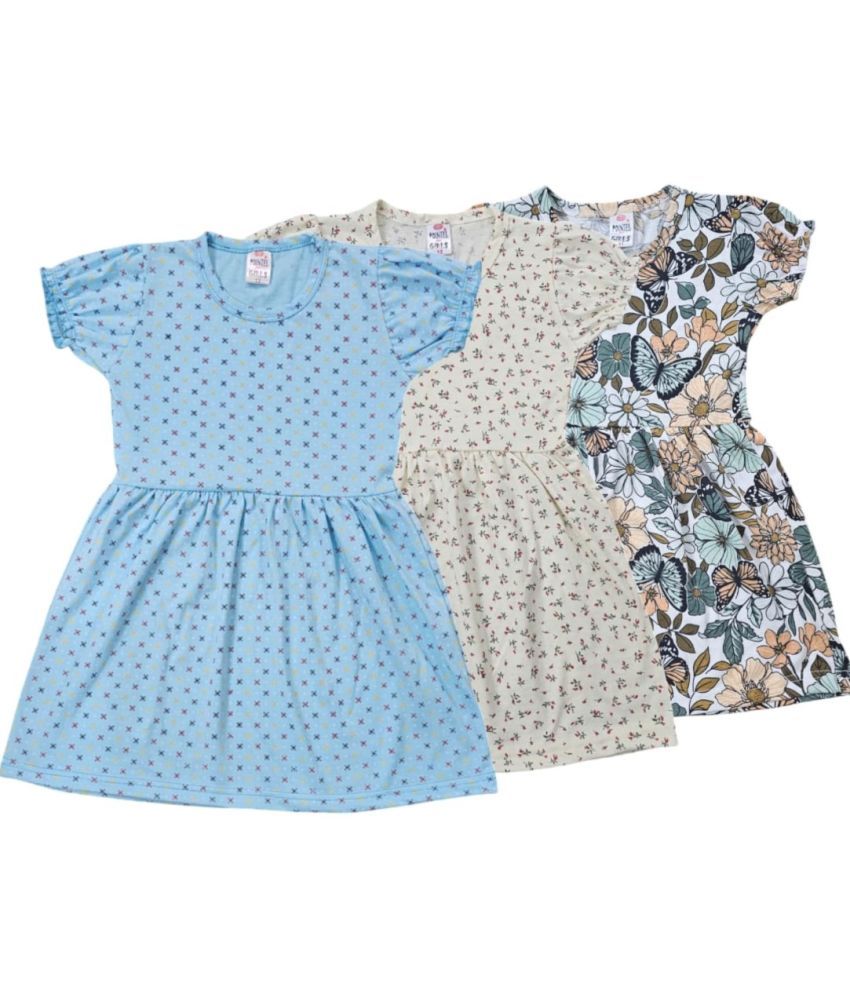     			COOLTEES4U Cotton Frock For Girls ( Pack of 3 , Multicolor )