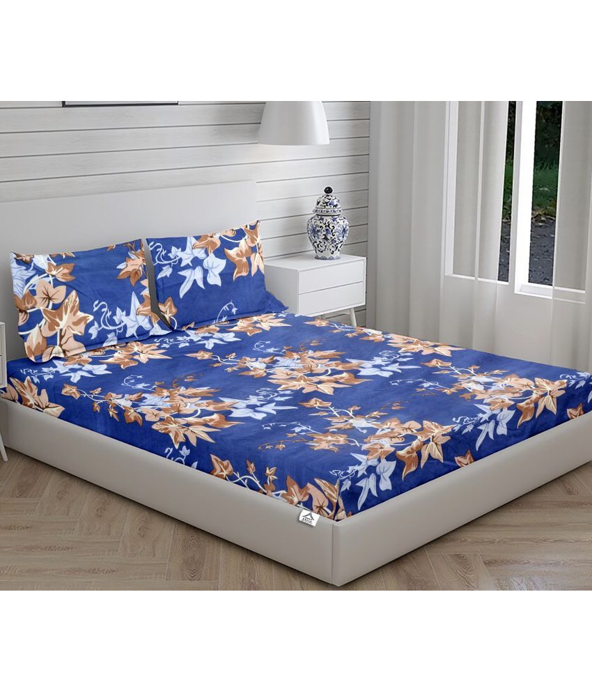     			Deligant Imports Glace Cotton 1 Double Bedsheet with 2 Pillow Covers ( Blue )