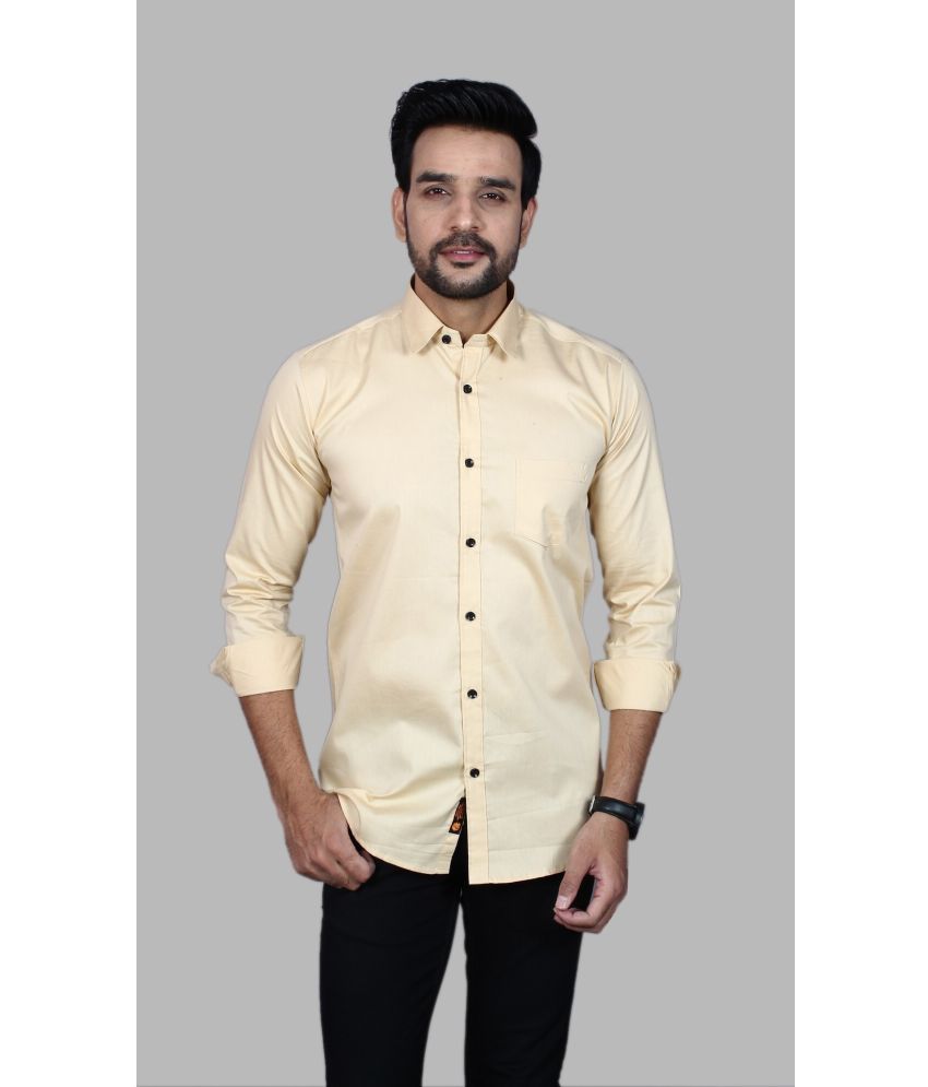     			Fatty Mouse Cotton Blend Regular Fit Full Sleeves Men's Formal Shirt - Cream ( Pack of 1 )