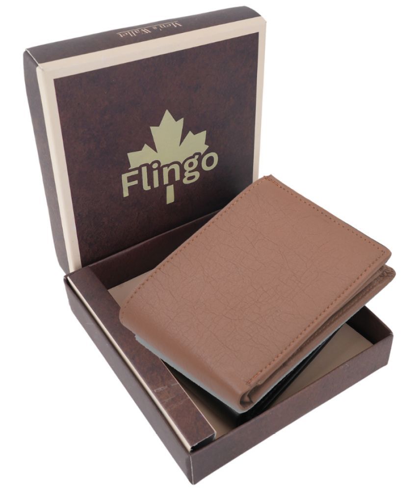     			Flingo Leather Solid Men's Regular Wallet With 5 Slots For Card ( Tan , Pack of 1 )