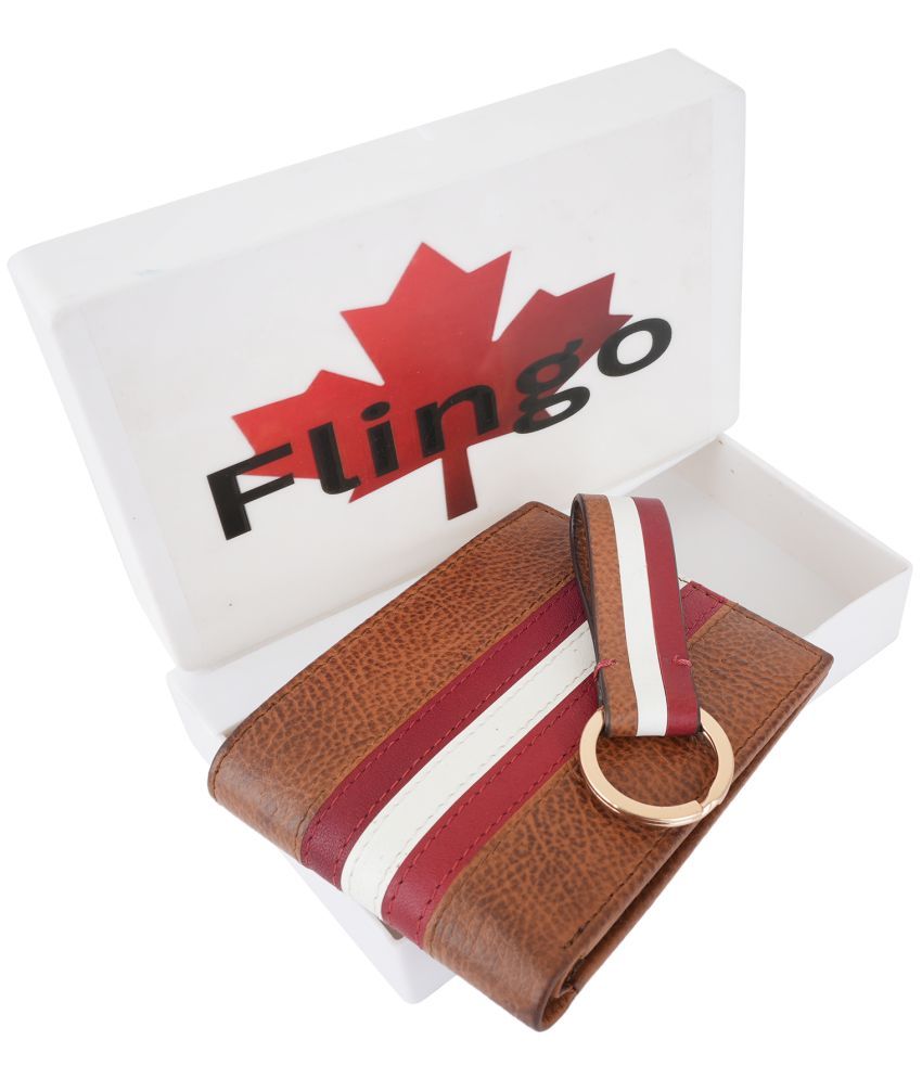     			Flingo Leather Solid Men's Regular Wallet With 5 Slots For Card ( Tan , Pack of 1 )