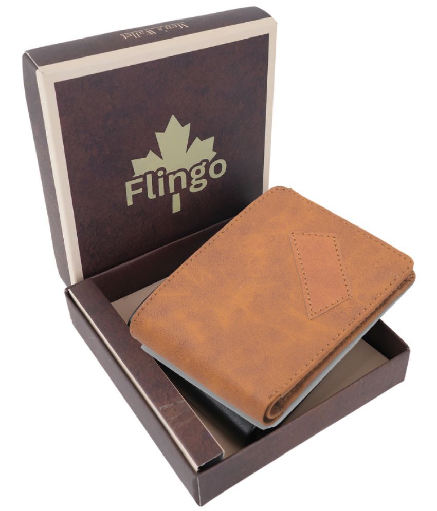     			Flingo Leather Solid Men's Regular Wallet With 5 Slots For Card ( Tan , Pack of 1 )