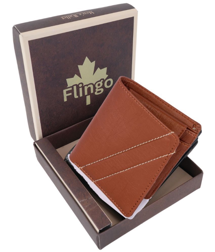     			Flingo Leather Solid Men's Regular Wallet With 5 Slots For Card ( Tan , Pack of 1 )