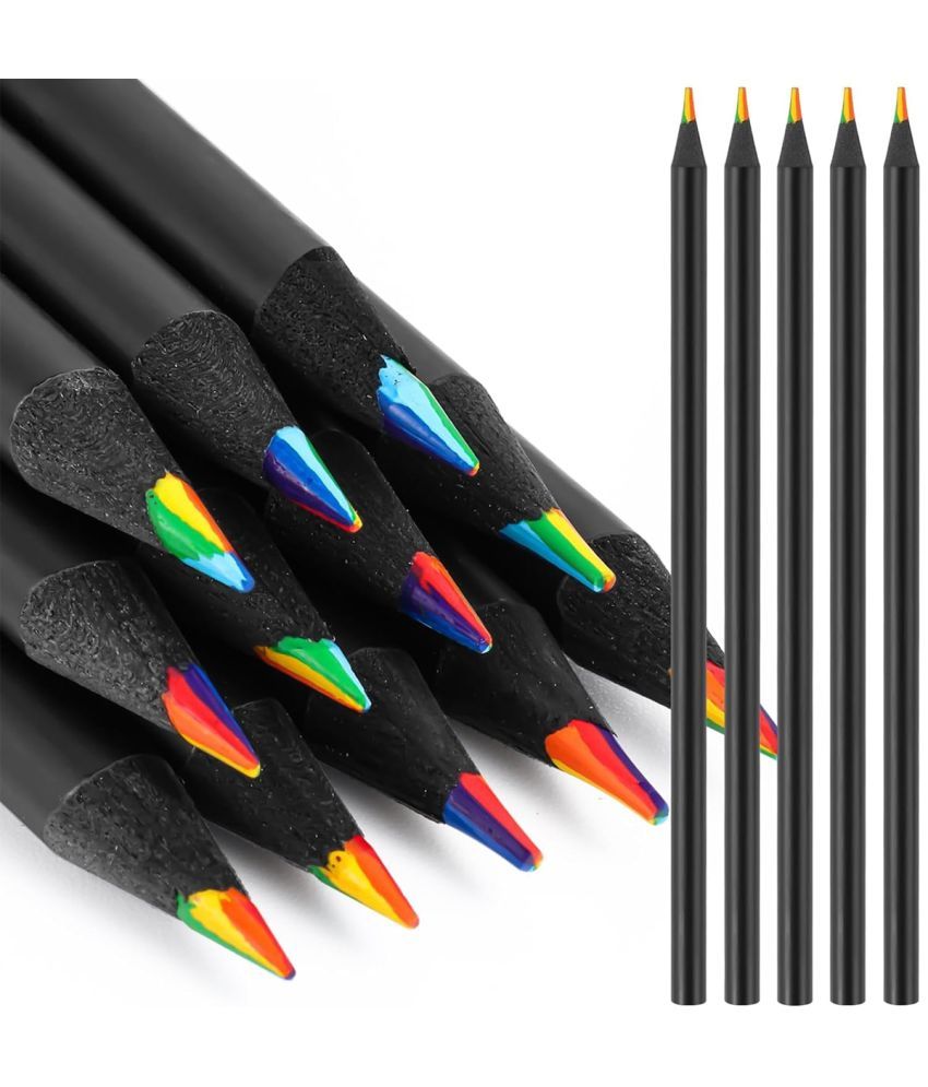     			GEEO 12 Colors Rainbow Pencils for Kids Adults, Rainbow Colored Pencil Art Supplies for Girls Boys, Black Wooden Multi Colored Pencils Bulk for Coloring Drawing Sketching, Pre-sharpened.