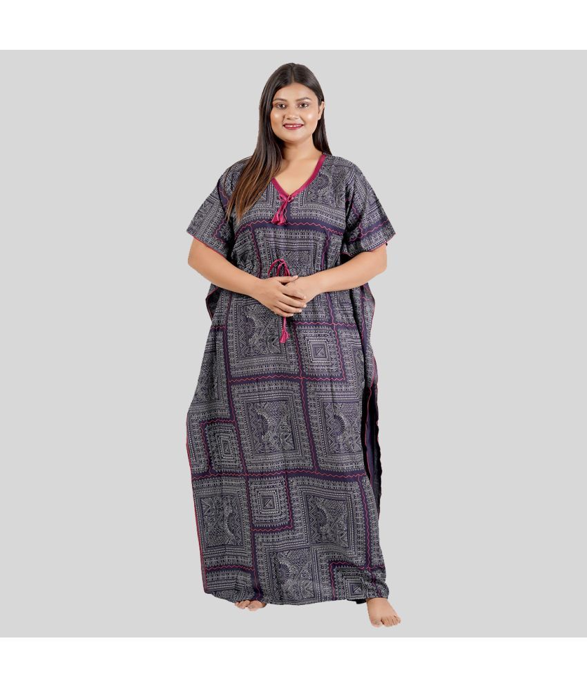     			Gutthi Blue Cotton Blend Women's Nightwear Kaftan Night Dress ( Pack of 1 )