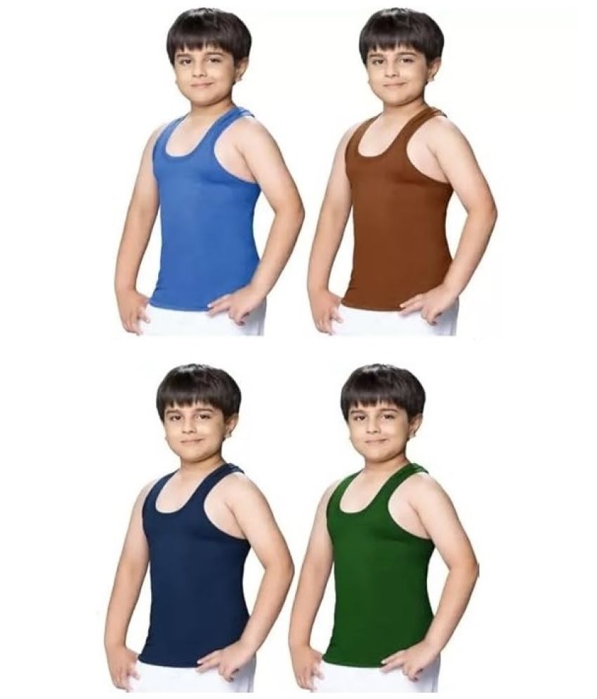     			INNERO Pack of 4 Boys Cotton Vest ( Multicolor )