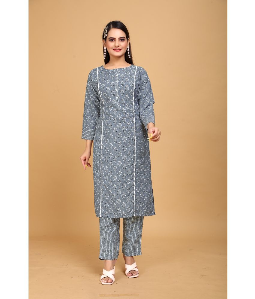     			MEHUL TEXTILE / MVC GROUP OF COMPANY Pack of 1 Rayon Printed Straight Women's Kurti - ( Grey )