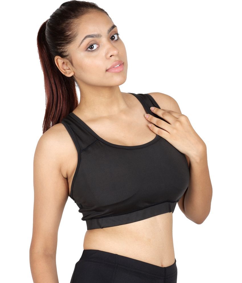     			NEVER LOSE Pack of 1 Nylon Lightly Padded Racerback bra For Women ( Black )