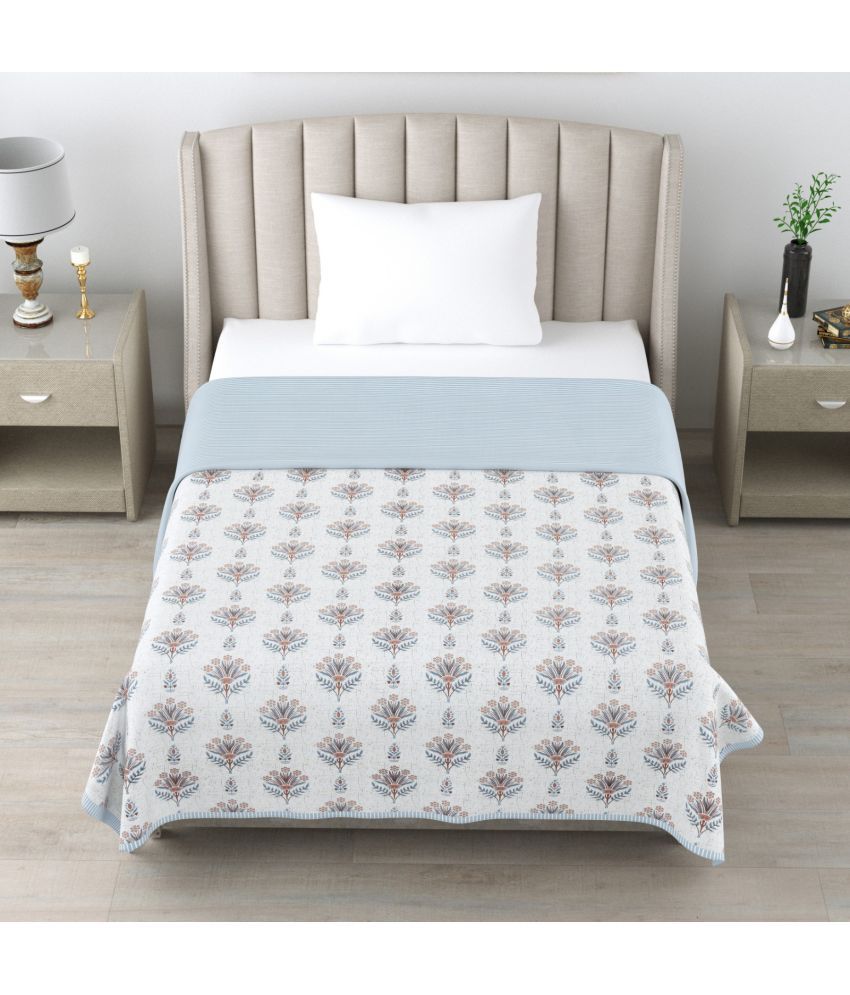     			Shubastik Cotton Printed Single Bed Dohar - Blue ( )