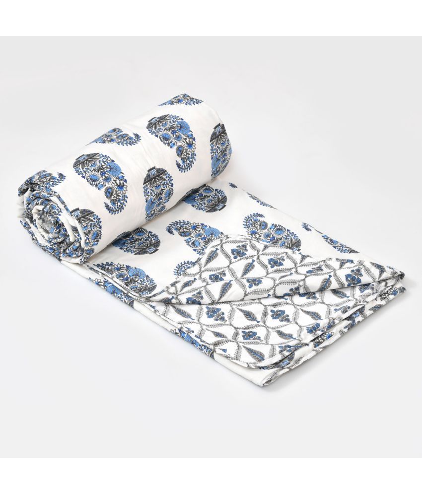     			Shubastik Cotton Printed Single Bed Dohar - Blue ( )