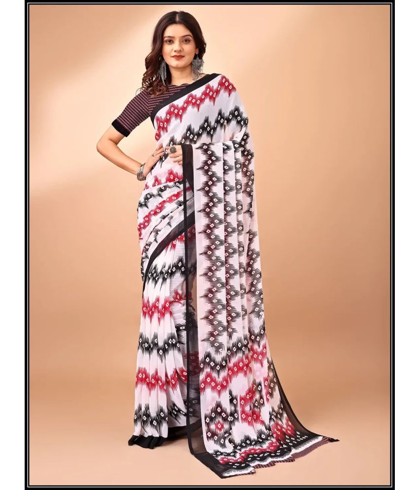     			Vibhagyaa Chiffon Printed Saree With Blouse Piece ( Multicolor , Pack of 1 )