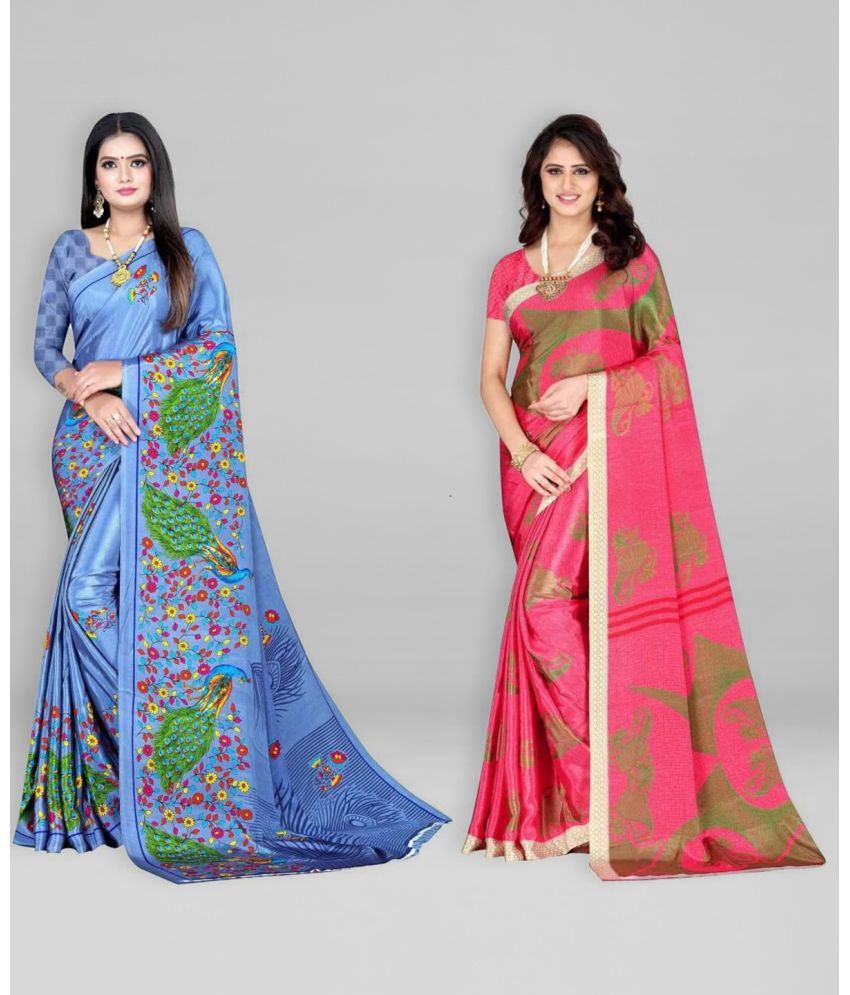     			Vibhagyaa Crepe Printed Saree With Blouse Piece ( Multicolor , Pack of 2 )