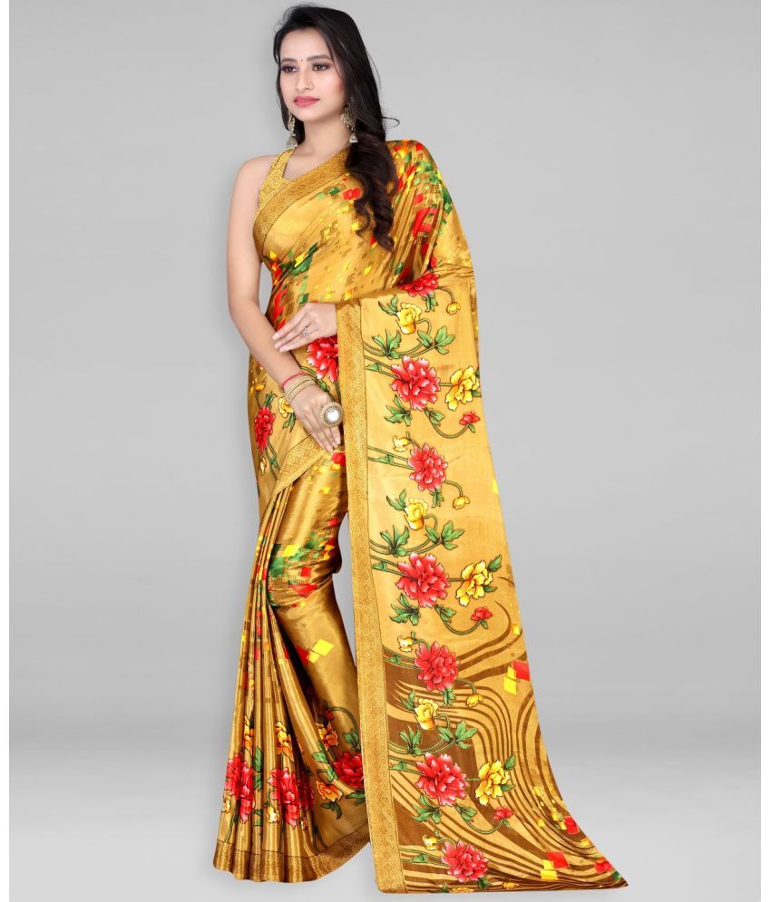     			Vibhagyaa Crepe Printed Saree With Blouse Piece ( Yellow , Pack of 1 )