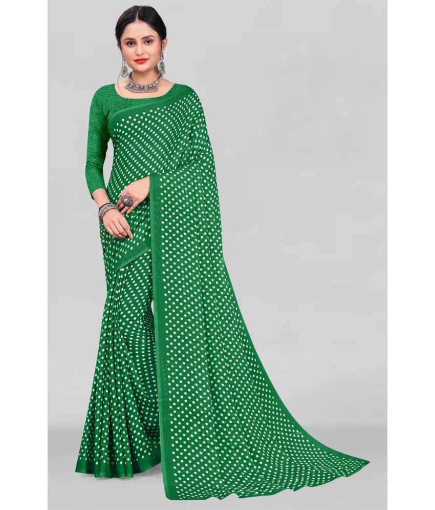     			Vibhagyaa Georgette Printed Saree With Blouse Piece ( Green , Pack of 1 )