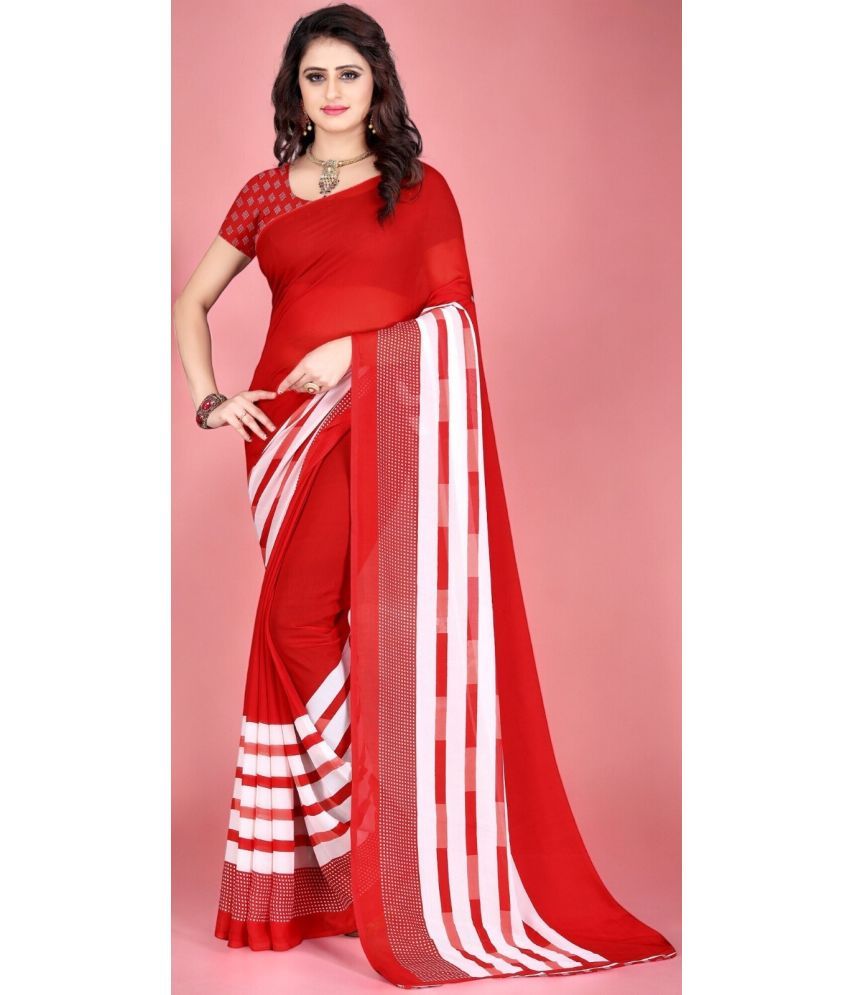     			Vibhagyaa Georgette Printed Saree With Blouse Piece ( Red , Pack of 1 )