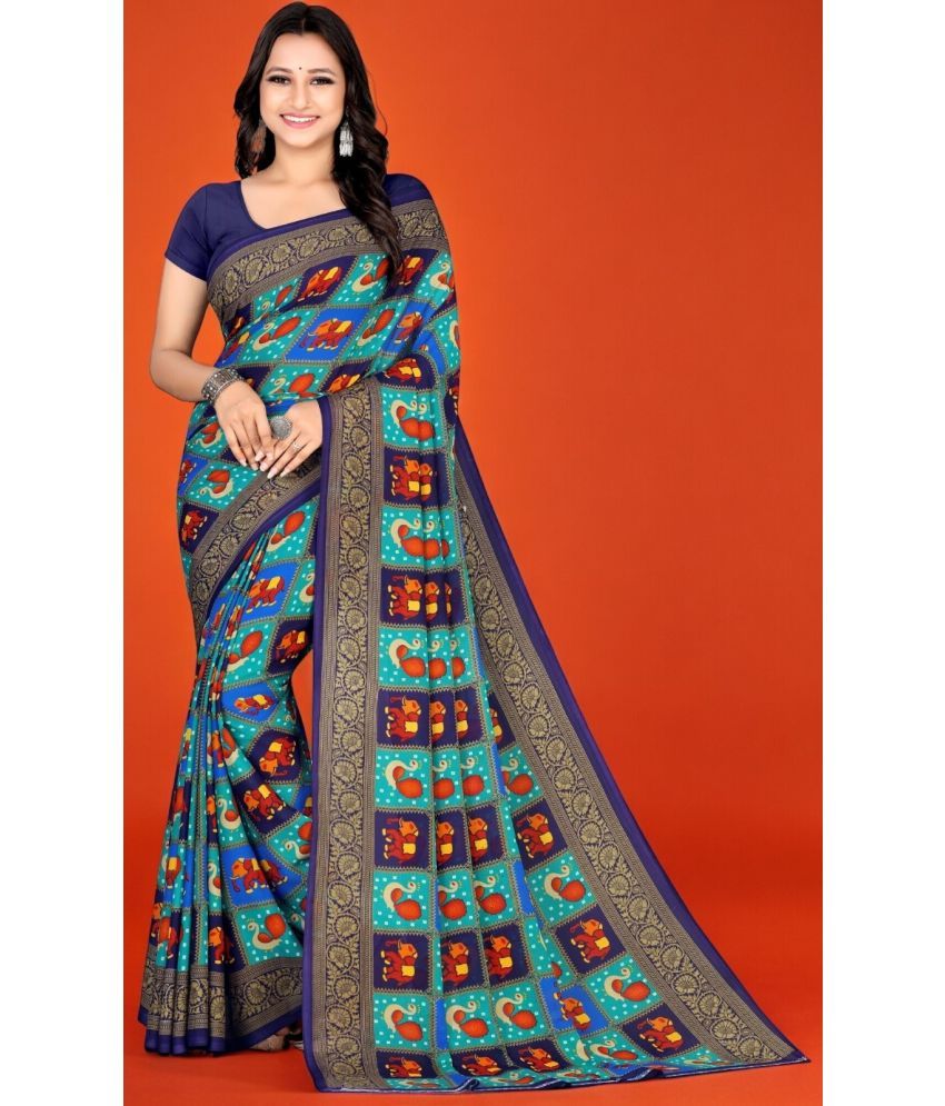     			Vibhagyaa Georgette Printed Saree With Blouse Piece ( Multicolor , Pack of 1 )