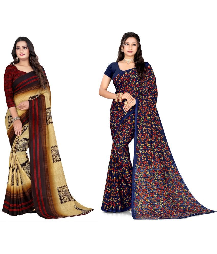     			Vibhagyaa Georgette Printed Saree With Blouse Piece ( Multicolor , Pack of 1 )