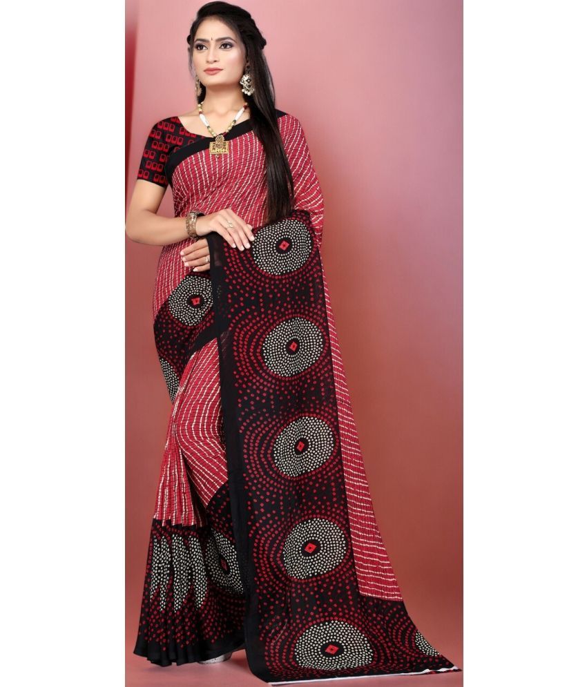     			Vibhagyaa Georgette Printed Saree With Blouse Piece ( Maroon , Pack of 1 )