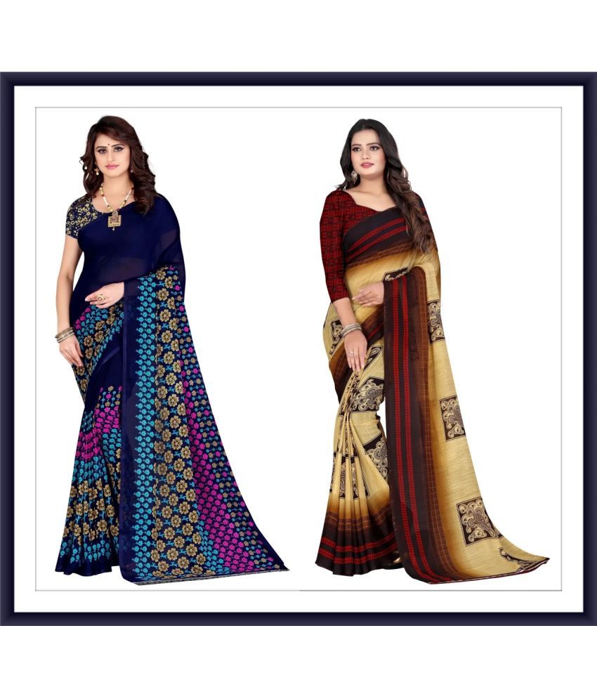     			Vibhagyaa Georgette Printed Saree With Blouse Piece ( Multicolor , Pack of 1 )