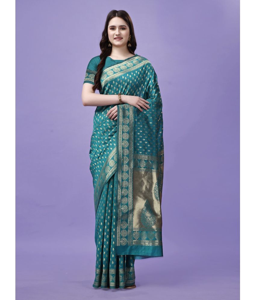     			Vibhagyaa Silk Self Design Saree With Blouse Piece ( Light Blue , Pack of 1 )