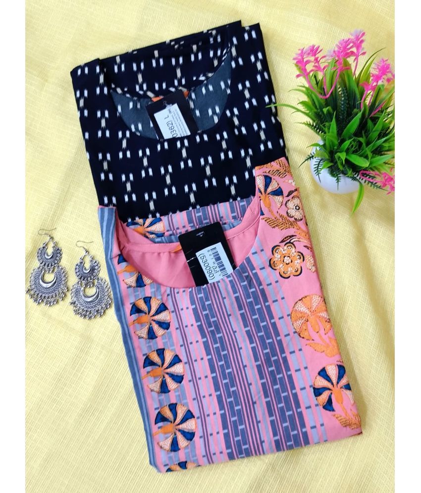     			Ethnicbasket Pack of 2 Crepe Printed Straight Women's Kurti - ( Multicolor )