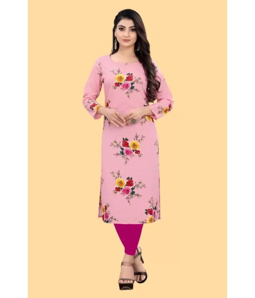     			AK FASHION MALL Pack of 1 Crepe Printed Straight Women's Kurti - ( Multicolor )