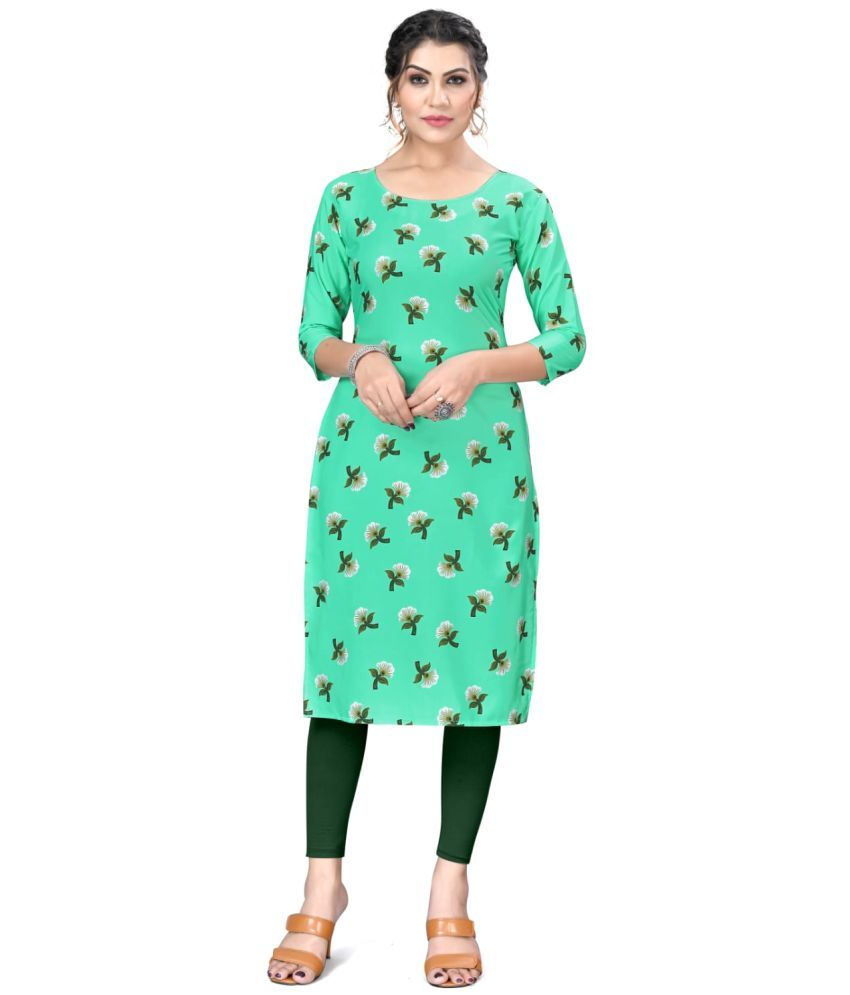     			AK FASHION MALL Pack of 1 Crepe Printed Straight Women's Kurti - ( Multicolor )