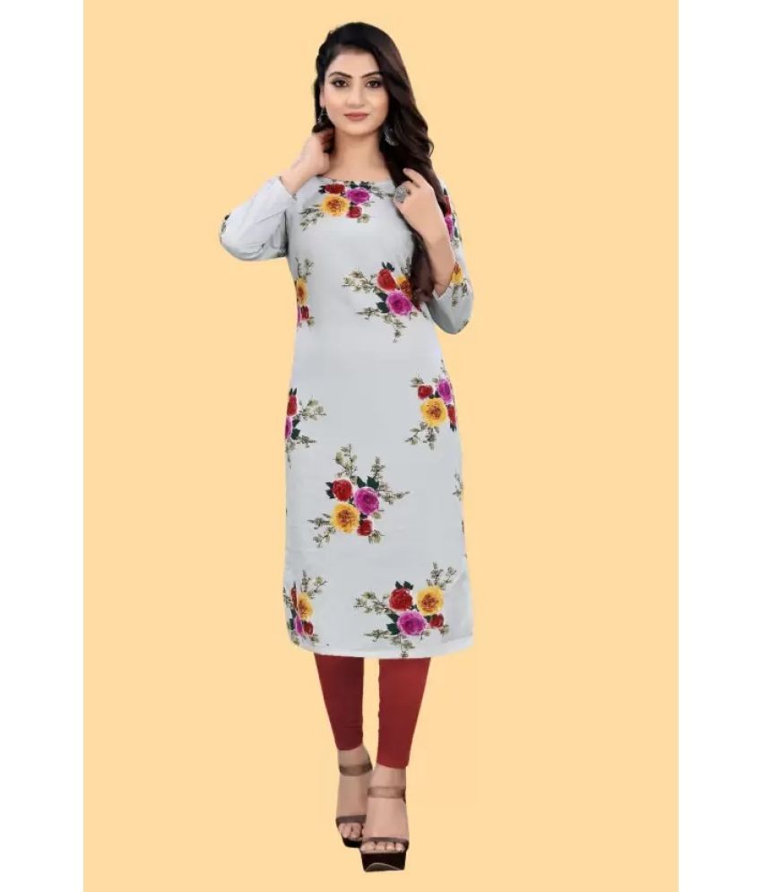     			AK FASHION MALL Pack of 1 Crepe Printed Straight Women's Kurti - ( Multicolor )