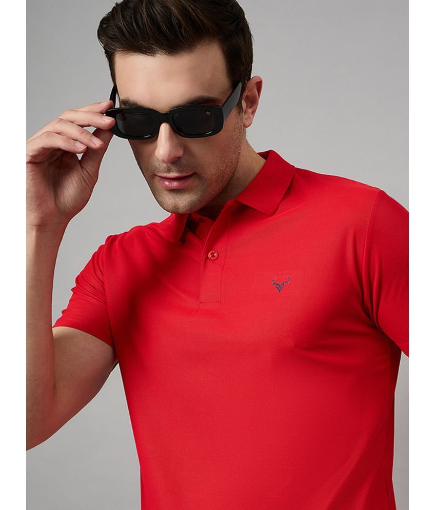     			BRONATION Pack of 1 Cotton Blend Regular Fit Solid Half Sleeves Men's Polo T Shirt ( Red )