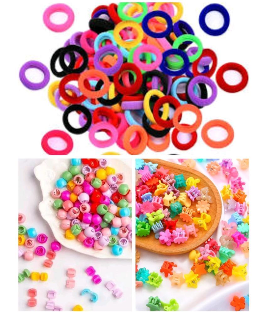     			Cute & Stylish 150 Pieces Kids Hair Accessories Combo - 100 Pcs. Mini Rubber Hair Band + 30 Pcs Mini Hair Beads + 20 Pcs Mini Hair Clutchers (Random Designs & Color)