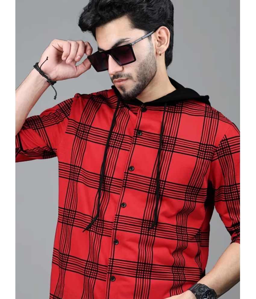     			DENNIN Pack of 1 Cotton Blend Regular Fit Checks Half Sleeves Men's Polo T Shirt ( Red )