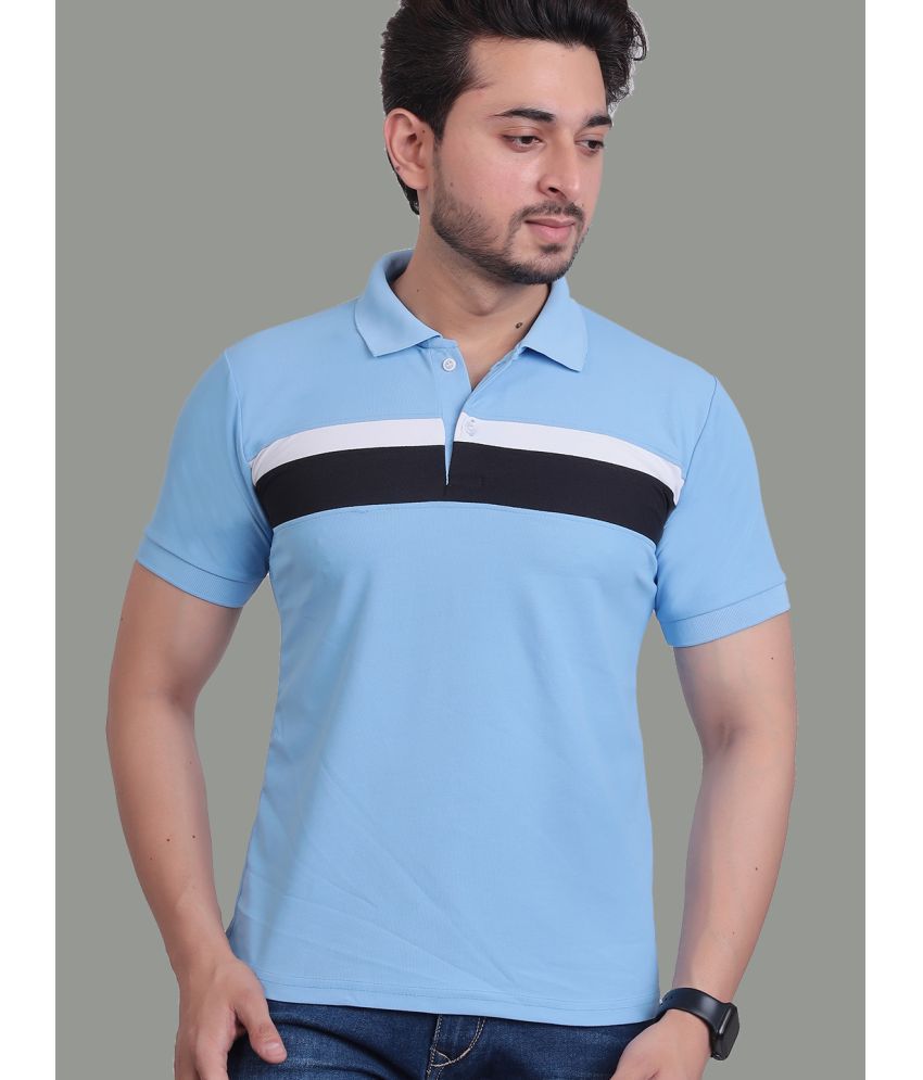     			DENNIN Pack of 1 Cotton Blend Regular Fit Colorblock Half Sleeves Men's Polo T Shirt ( Blue )