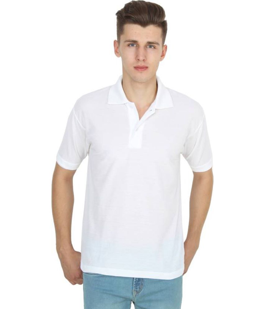     			FIRSTLIKE Pack of 1 Cotton Blend Regular Fit Solid Half Sleeves Men's Polo T Shirt ( White )