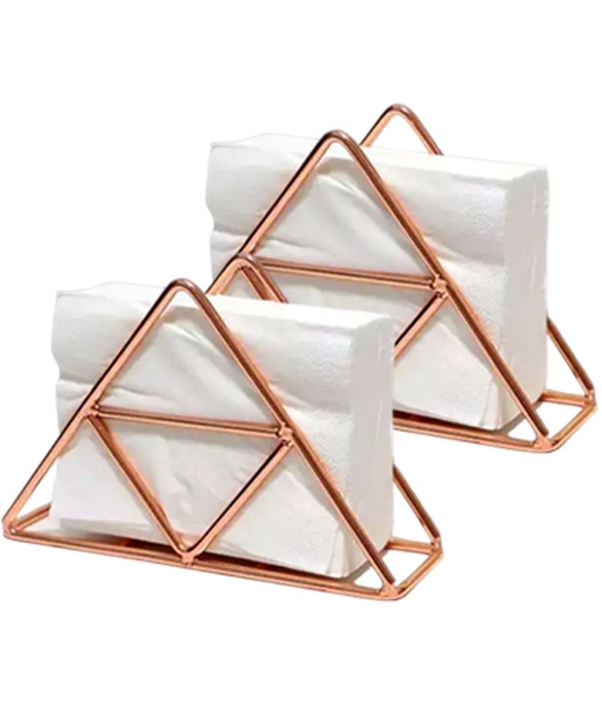     			HOMSSY RoseGold Metallic NapkinHolder Stainless Steel Napkin Holder 2 Pcs