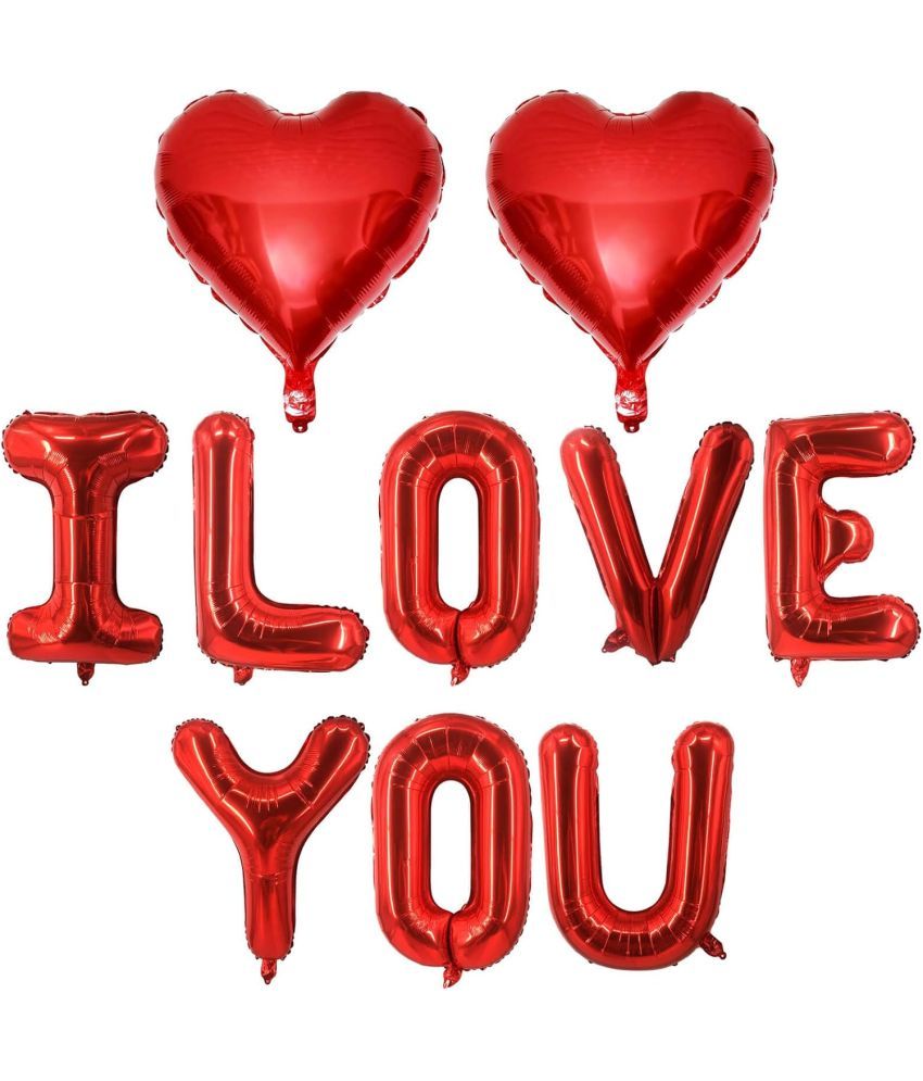     			Krido Red Heart Shaped Balloons Red I LOVE YOU Valentine Balloons for Valentines Day Decorations